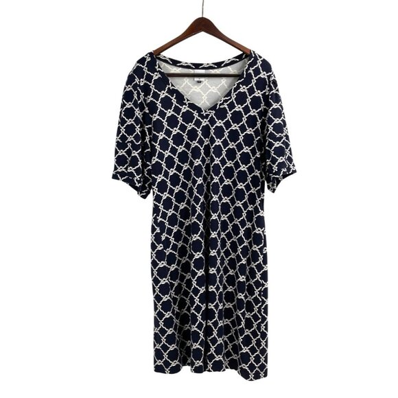 CAbi Dresses & Skirts - Cabi Womens XL Navy White Chain Print Cruise Dress Nautical Sailor Chic 4219